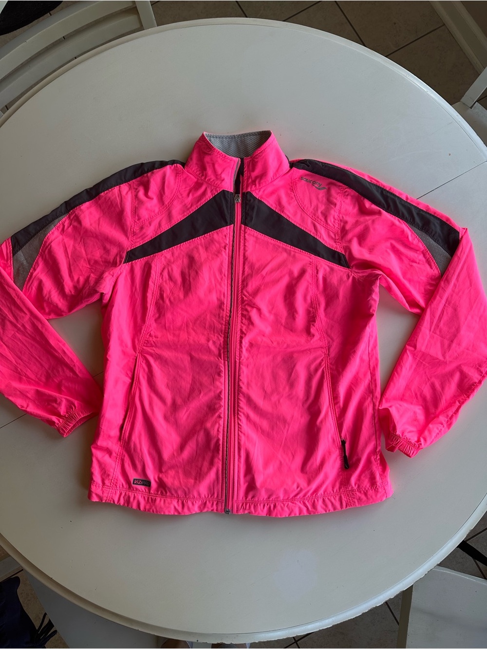 Saucony ViziPro Womens Neon Pink Windbreaker Jacket size S